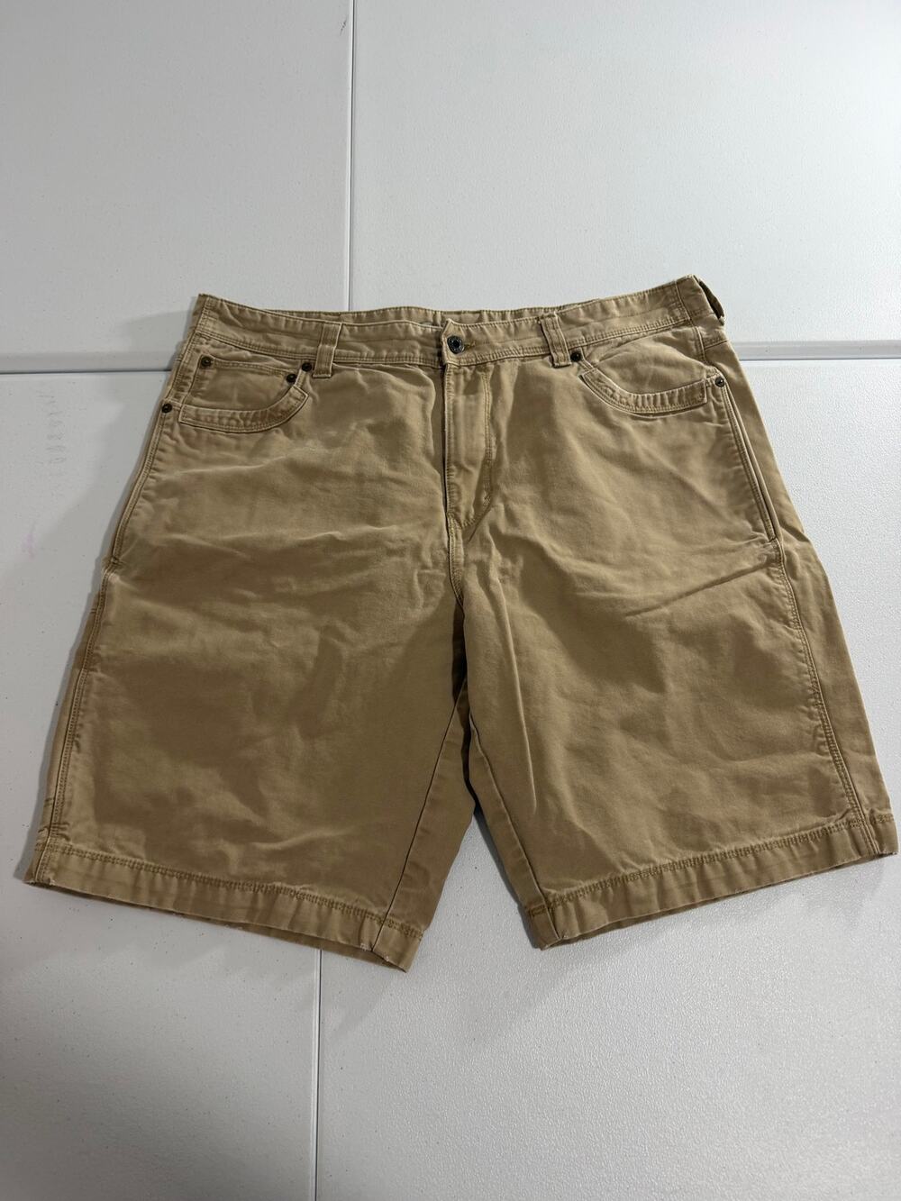 Eddie Bauer Men's Size 38 Khaki Specially Dyed Canvas Carpenter Cargo Shorts